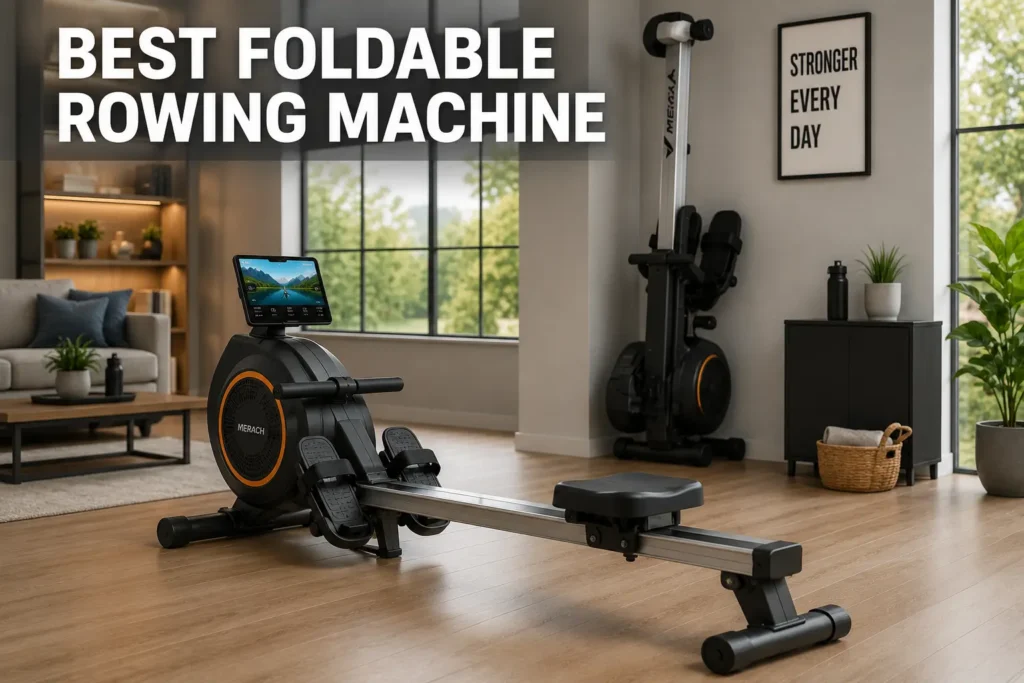 An example of a Foldable rowing machine in a living room