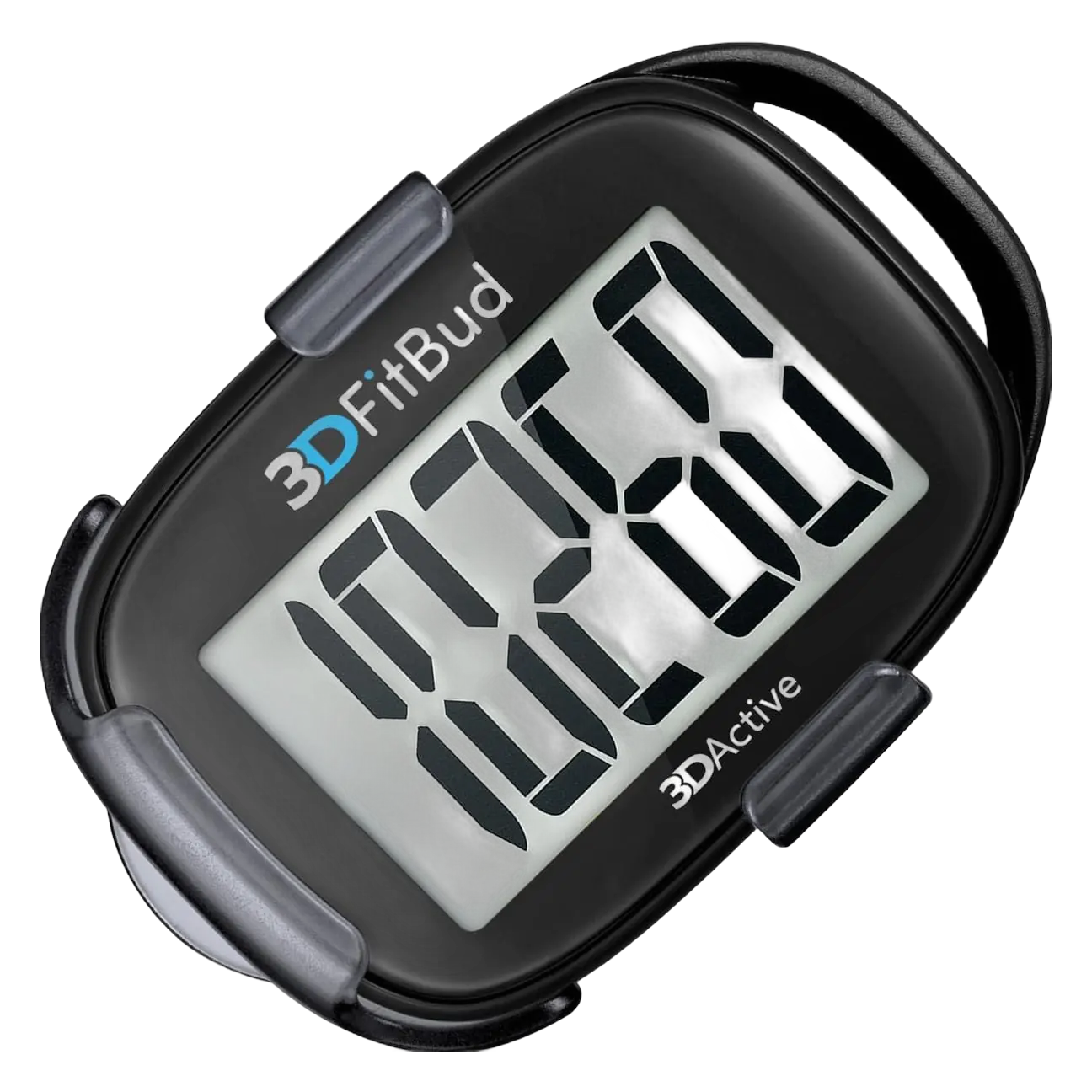 3DFitBud simple step counter with digital display and clip-on carabiner design