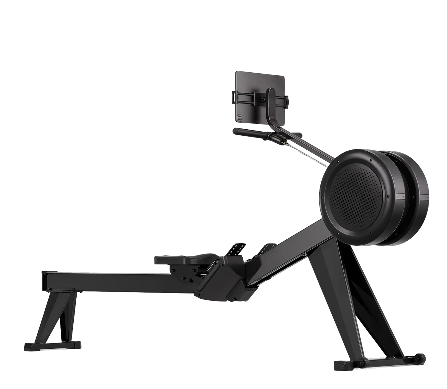 YOSUDA air magnetic rowing machine with perforated flywheel and rotating tablet holder