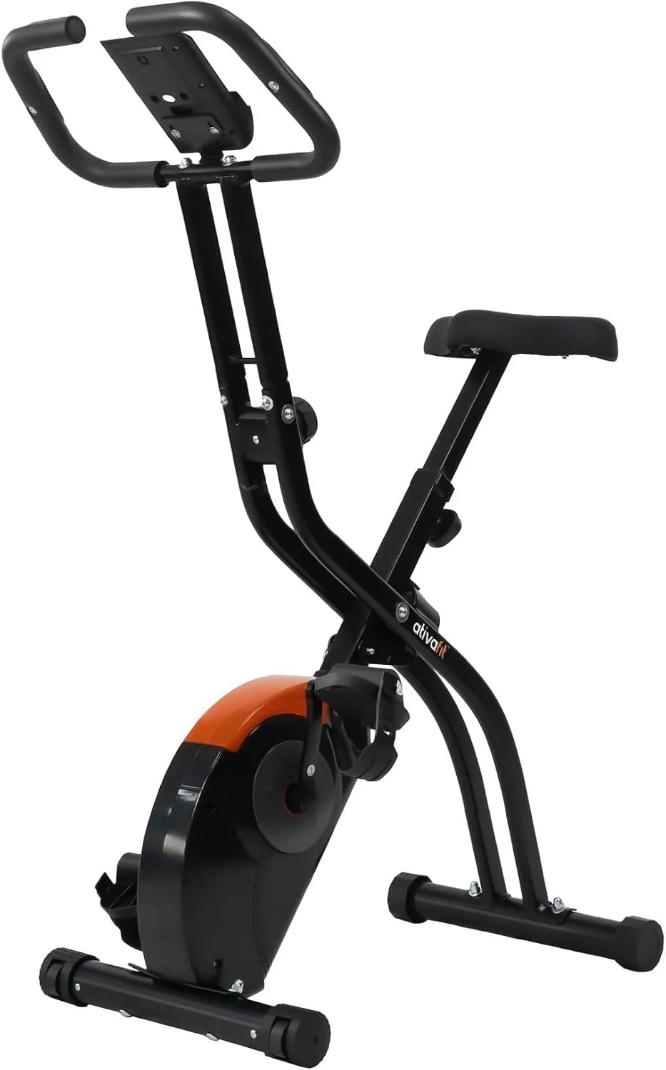 ATIVAFIT 5-in-1 foldable exercise bike with 16 level magnetic resistance backrest and resistance bands