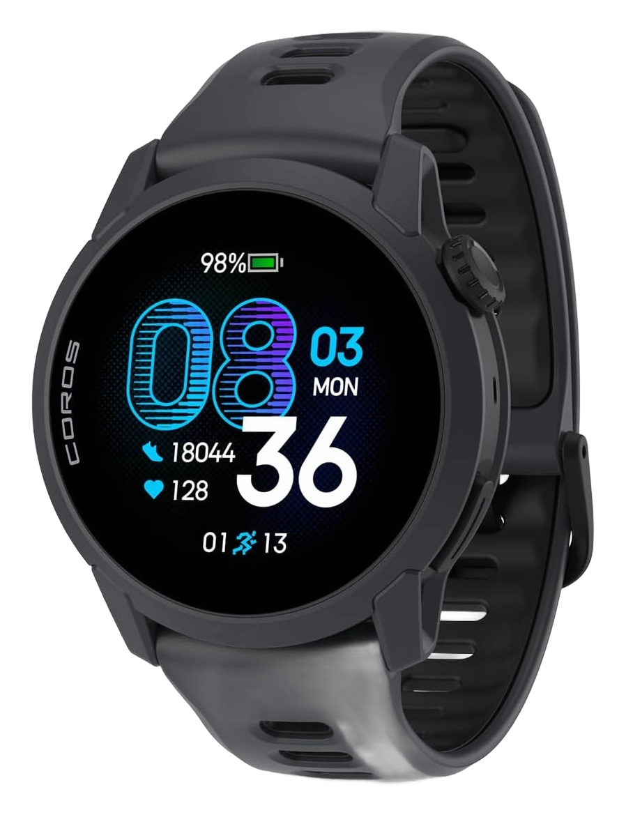 COROS PACE 4 GPS sport watch with a black silicone band and round touchscreen display