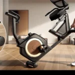 Woman easily rolling the JOROTO recumbent bike on its built-in transport wheels