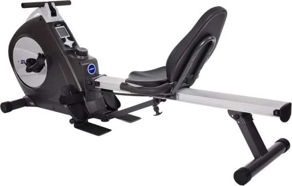 Stamina Conversion II recumbent bike and rower, three quarter studio shot in extended rowing configuration