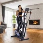 Woman using the Keiser M5i Strider elliptical in a modern living room