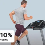 Runner using the NordicTrack T 6.5 S treadmill at 10 percent incline, rear angle