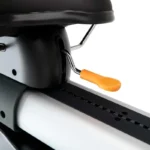 Close-up of the 3G Cardio Elite RB X seat slide adjustment lever used to set leg length