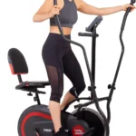 Woman using the Body Power Trio Trainer in elliptical mode