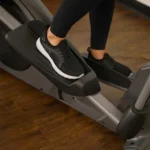 Close-up of feet on the Sunny SF-E3912 non-slip pedals