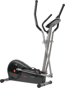 Sunny Health & Fitness SF-E320002 silent elliptical, three-quarter studio view
