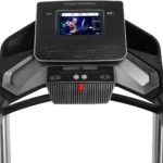 ProForm Pro SpaceSaver treadmill console close-up showing 10 inch HD touchscreen and quick incline and speed controls