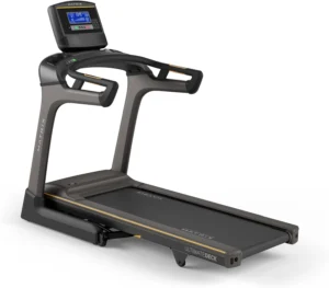 Matrix Fitness TF30 treadmill, three-quarter studio hero shot