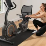 Niceday recumbent exercise bike set up in a home living room