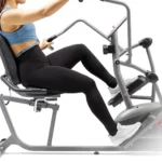 Woman doing a full-body workout on the Sunny SF-RBE420035 recumbent cross trainer