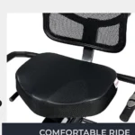 Sunny Health & Fitness Elite Recumbent Cross Trainer contoured mesh backrest and padded seat close-up