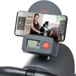 Close-up of the Sunny extra long rail rower phone mount and digital console