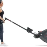 Woman moving the Sunny extra long rail rower by its handlebar