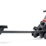 Sunny extra long rail rower, clean side profile studio shot