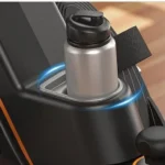Close-up of the YOSUDA PRO rower bottle holder with water bottle