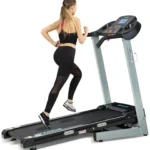 BORGUSI treadmill, woman running, rear angle in-use