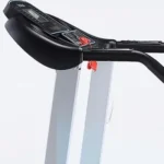 BORGUSI treadmill console and handrail close-up from a three-quarter angle