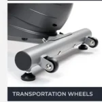 Sunny Smart Recumbent Cross Trainer with Arm Exerciser transport wheels on the front base