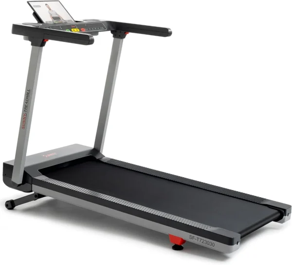 Sunny SF-T723030 treadmill three-quarter studio view, fully assembled