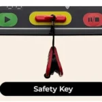 Close-up of Sunny SF-T723030 safety key attached to console