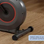 Sunny SF-E324005 flywheel and micro-adjustable floor stabilizer close-up