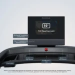 NordicTrack Commercial 1250 console close-up showing 10 inch tilt touchscreen and speaker grille