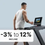 Runner using the NordicTrack Commercial 1250 treadmill on an incline, rear angle