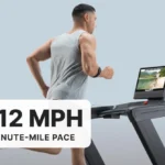 Runner at speed on the NordicTrack Commercial 1750 treadmill, console visible