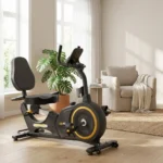 VANSWE RB405 recumbent bike placed in a styled living room next to a plant and armchair