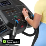 Close-up of Horizon 7.0 AT heart rate grip sensors and console