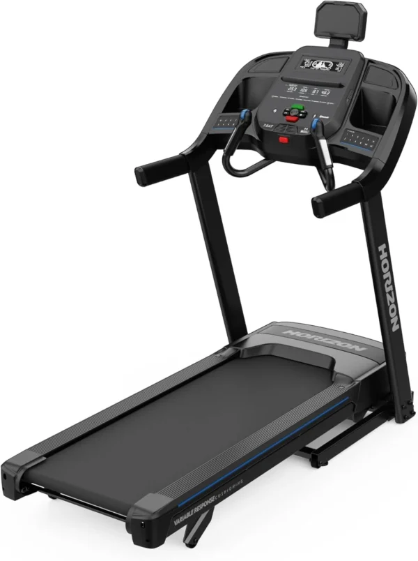 Horizon Fitness 7.0 AT treadmill, three quarter studio view