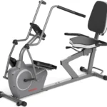 VANSWE recumbent elliptical cross trainer, opposite three quarter angle showing seat, backrest, and console mount