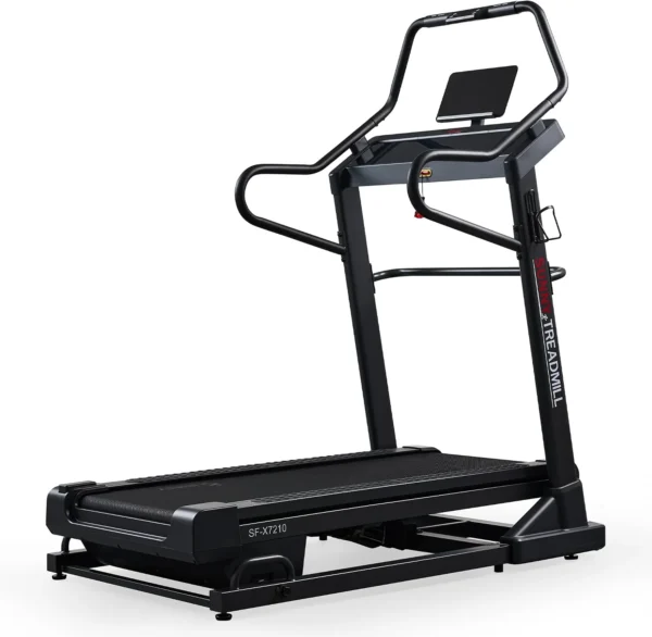 Sunny SF-X7210 treadmill three-quarter studio view showing full incline frame