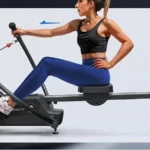 Woman using the Merach RS3 Scull rower in single-arm rowing mode