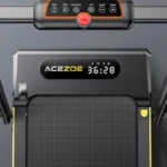 Console close-up on the Acezoe 3-in-1 under-desk treadmill with removable desk