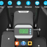 Close-up of the VANSWE RB505 console showing time, speed, and connectivity icons
