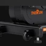 Close-up of the THERUN elliptical transport wheels and BE506P nameplate
