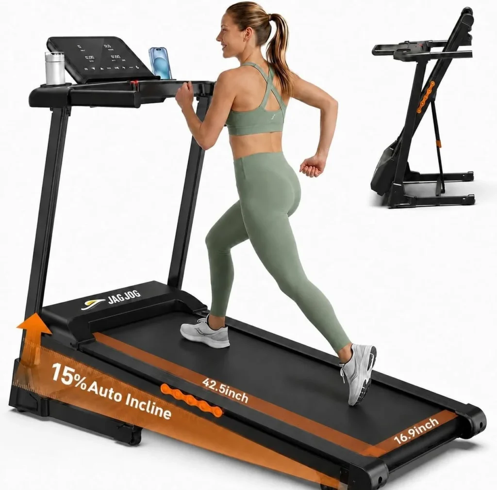 JAGJOG 15% Auto Incline Foldable Treadmill