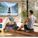 B0H2HNPXTX rowing machine - in-use, TV lifestyle scene