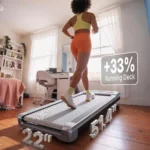 Person running on the MERACH UltraWalk W60, rear angle showing the wide deck