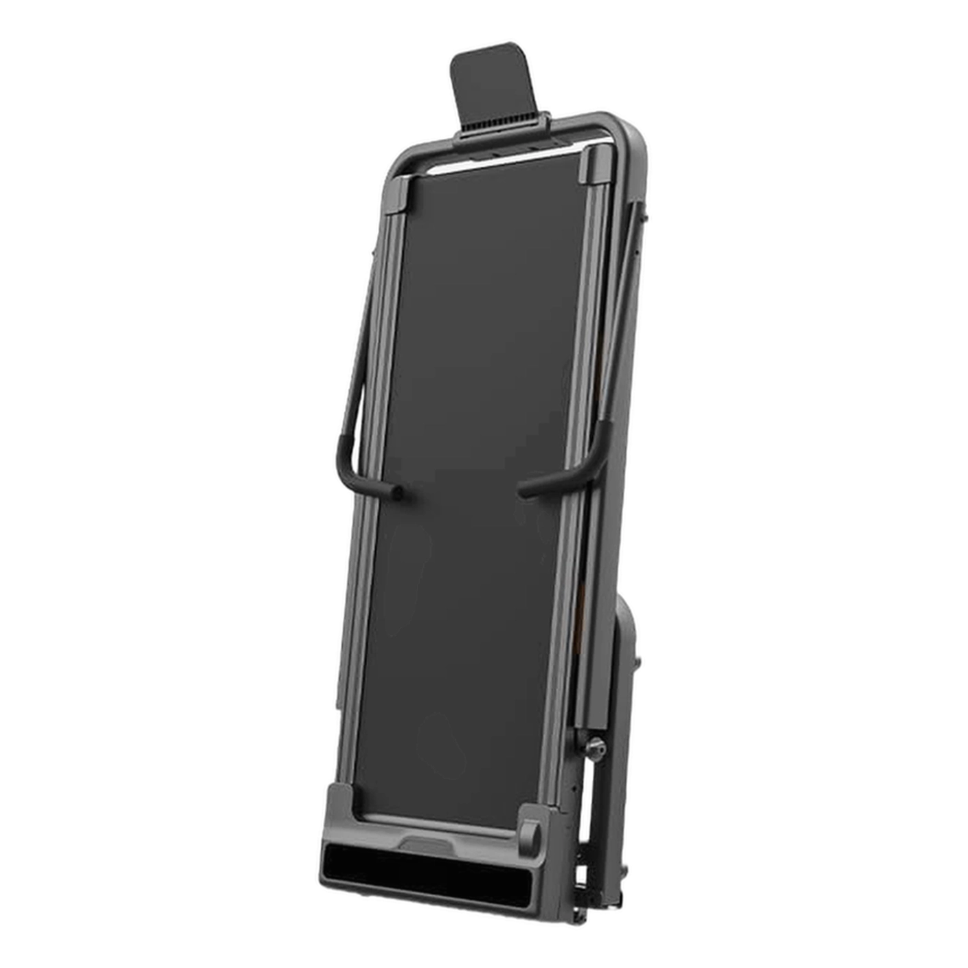 tfl-lontek-x5fd-b0hcm8xztm-hero LONTEK X5FD folding treadmill with 40% incline and elevated 51-inch handrails, folded flat for storage