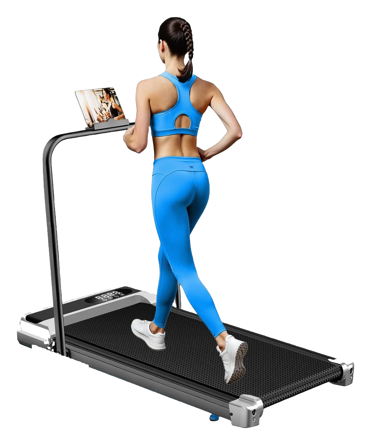ShineMaos-Walking-Pad-Treadmill-8-Percent-Incline ShineMaos 915NB walking pad treadmill with 8 percent incline, folding handlebar and tablet holder for a home office setup
